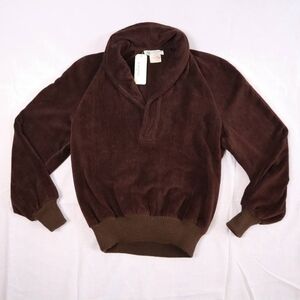 Vintage LANVIN Women’s Shawl Collar Pullover Sweater NWT Brown Velour Size 38
